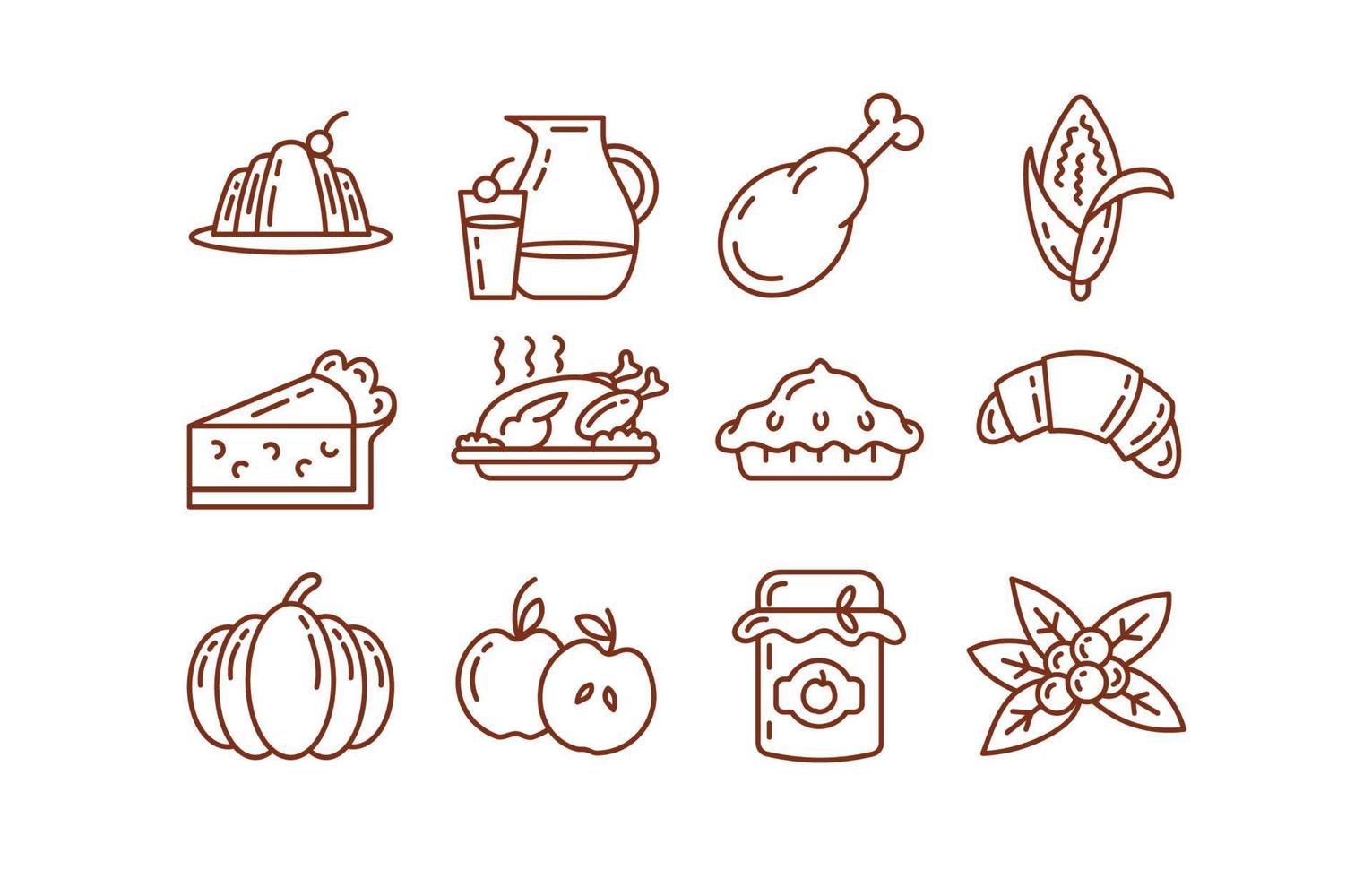 Thanksgiving Food and Beverage Line Icon vector