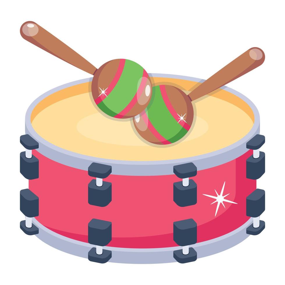 A mexcian drum flat icon vector