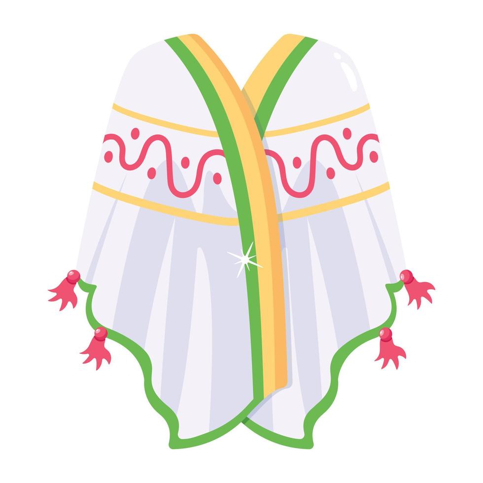 un diseño de icono plano de poncho mexicano vector