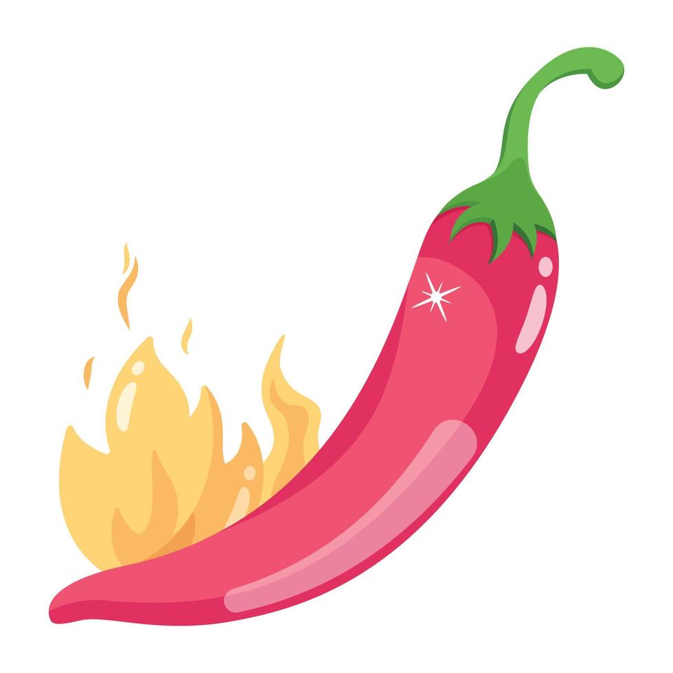 Chilli pepper to add spice in food, flat icon vector