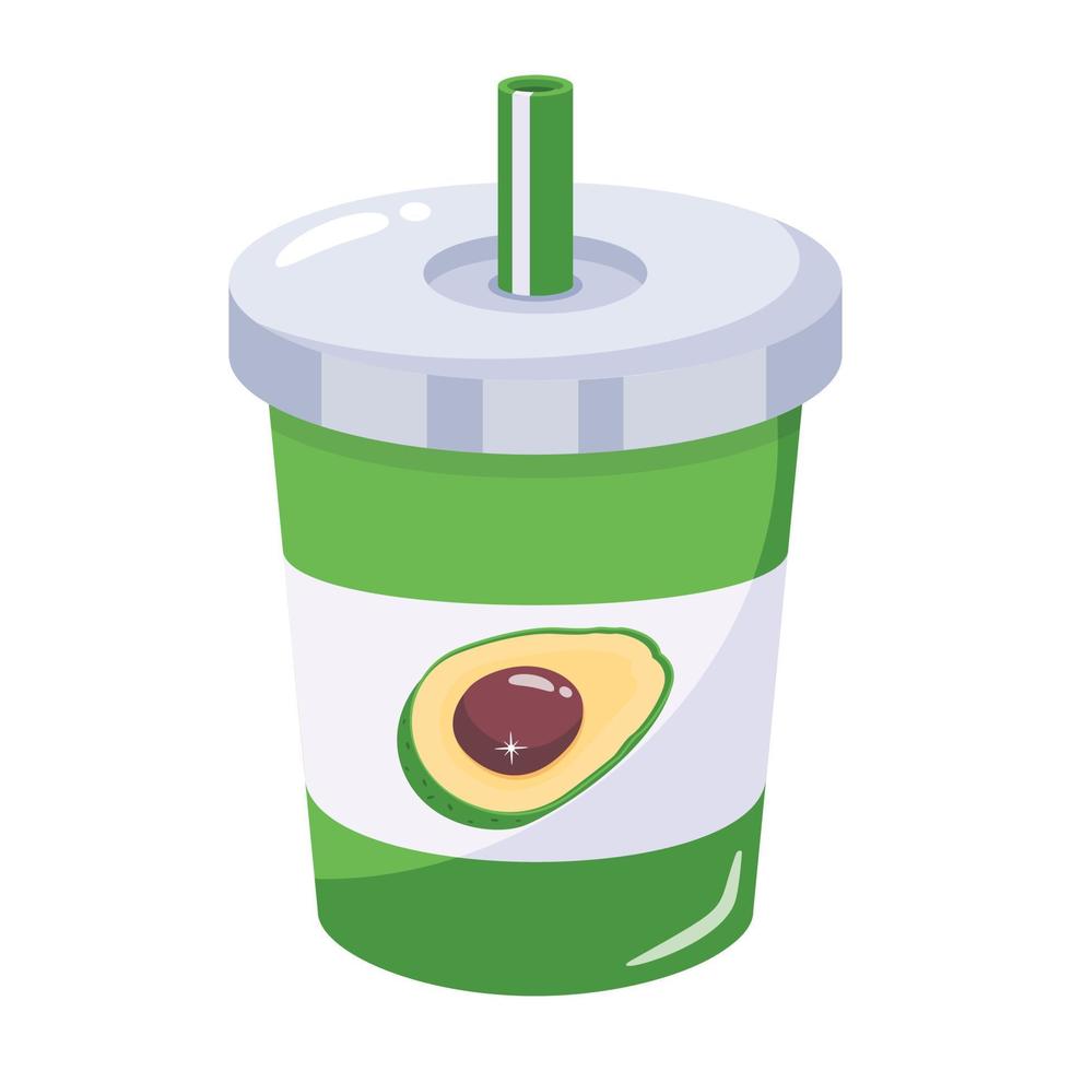 An avocado drink flat vector