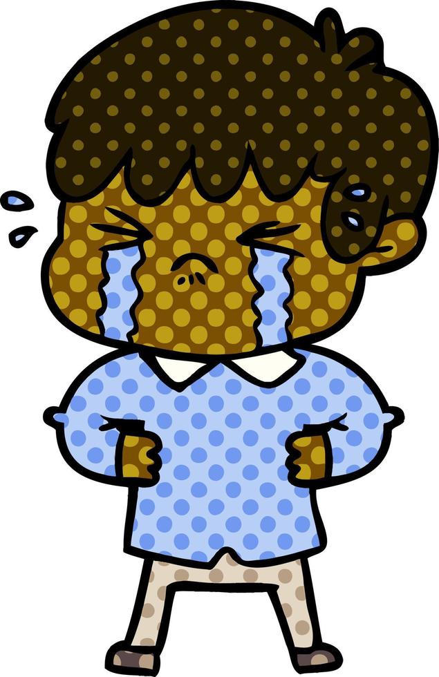 crying boy cartoon vector