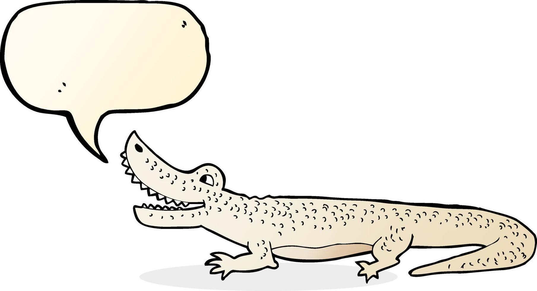cartoon happy crocodile with speech bubble vector