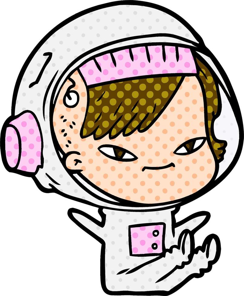 caricatura, astronauta, mujer vector