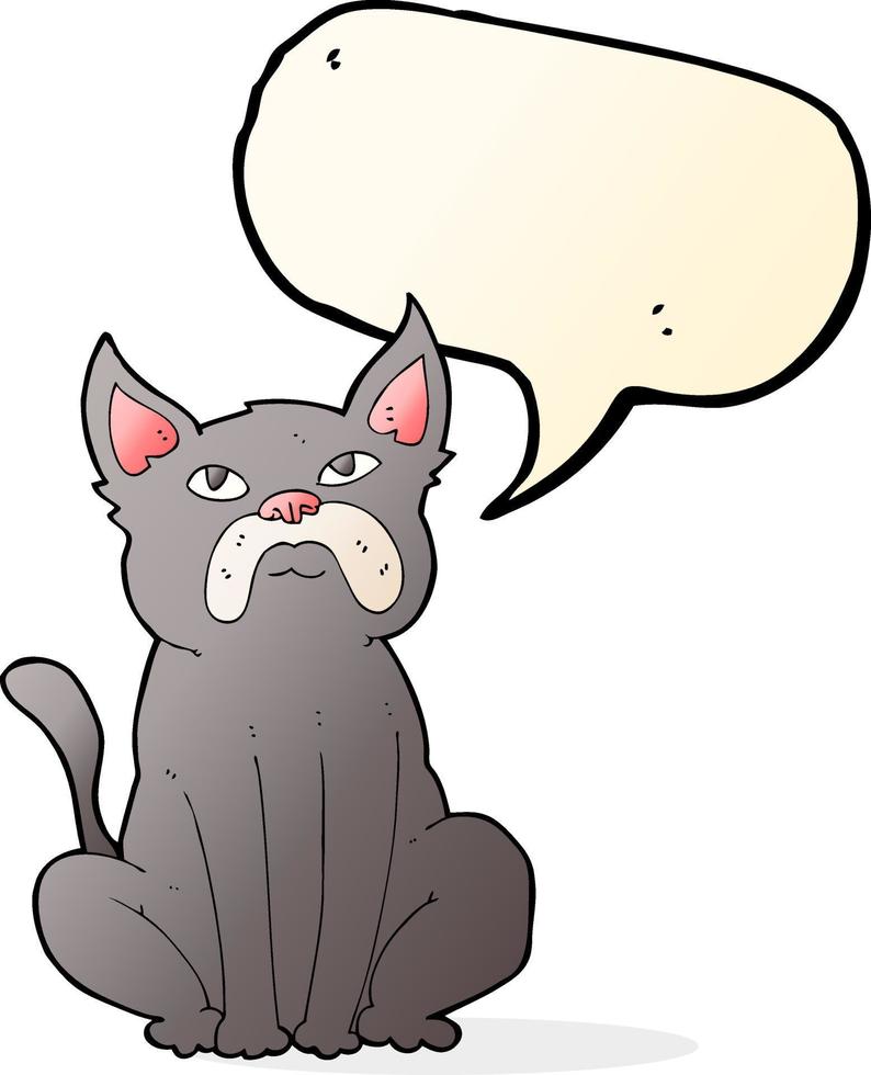 cartoon grumpy little dog with speech bubble vector