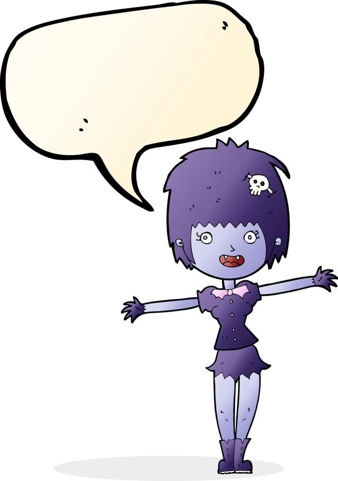 cartoon happy vampire girl with speech bubble vector
