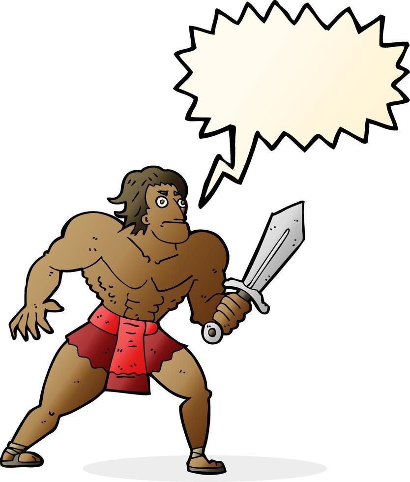 cartoon fantasy hero man with speech bubble vector