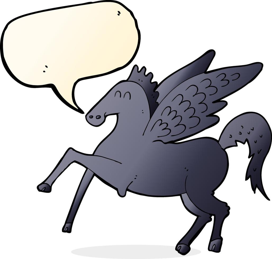 cartoon magic flying horse with speech bubble vector