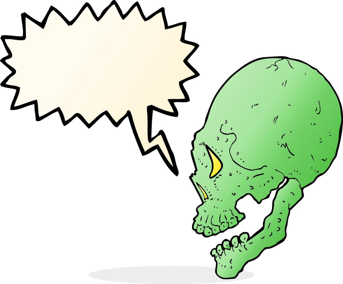 spooky skull illustration with speech bubble vector