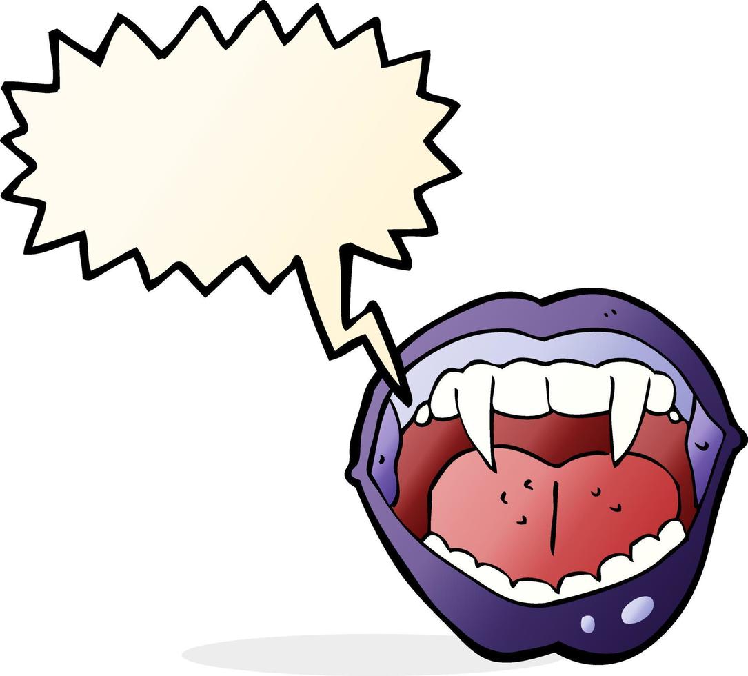 cartoon vampire mouth with speech bubble vector