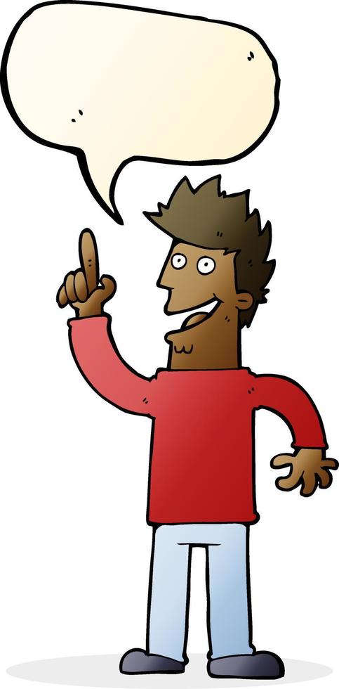 cartoon man with great new idea with speech bubble vector