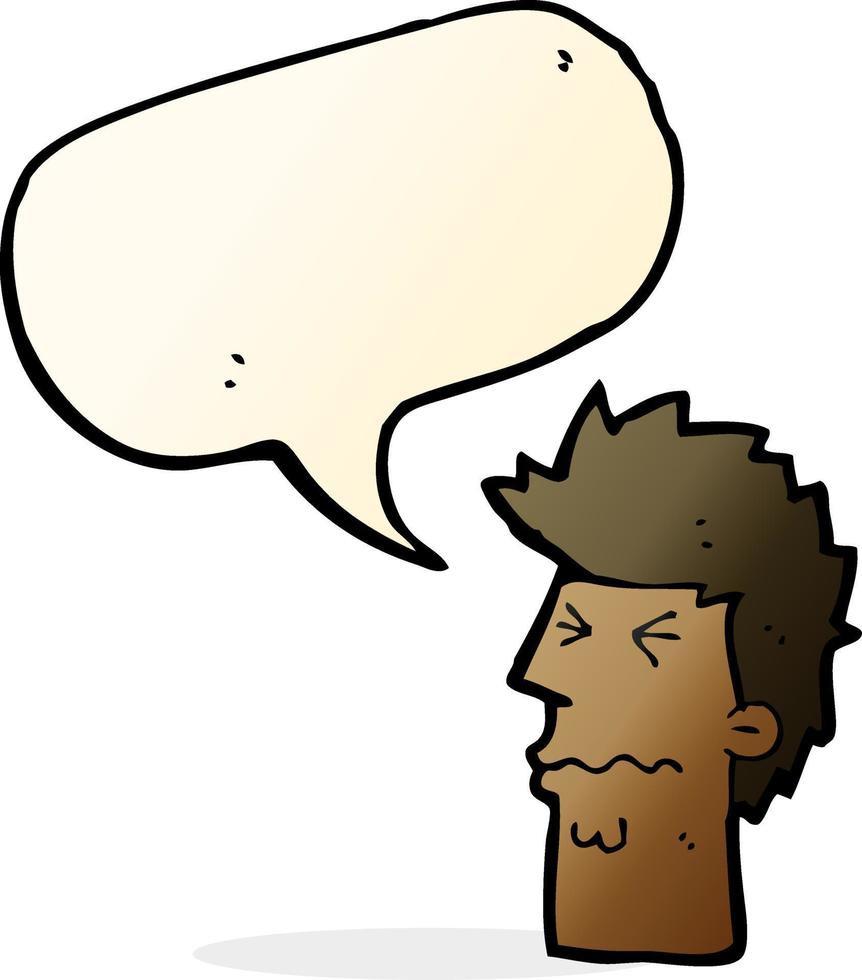 cartoon stressed out face with speech bubble vector