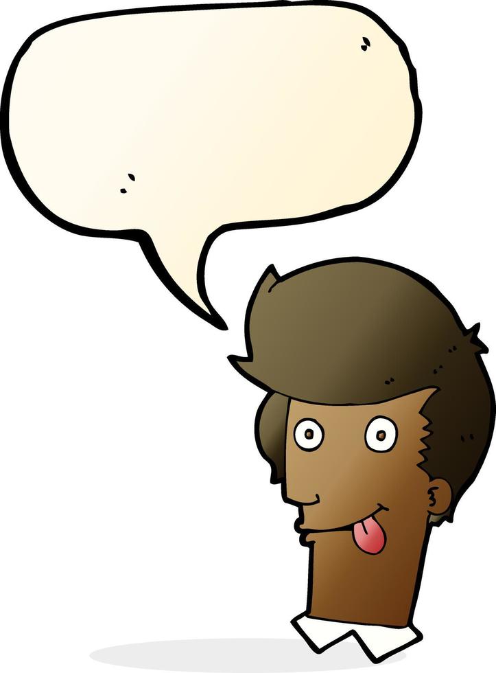 cartoon man with tongue hanging out with speech bubble vector