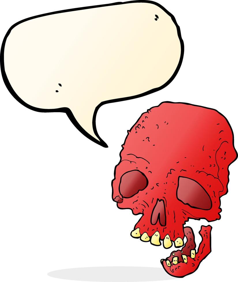 cartoon spooky skull with speech bubble vector