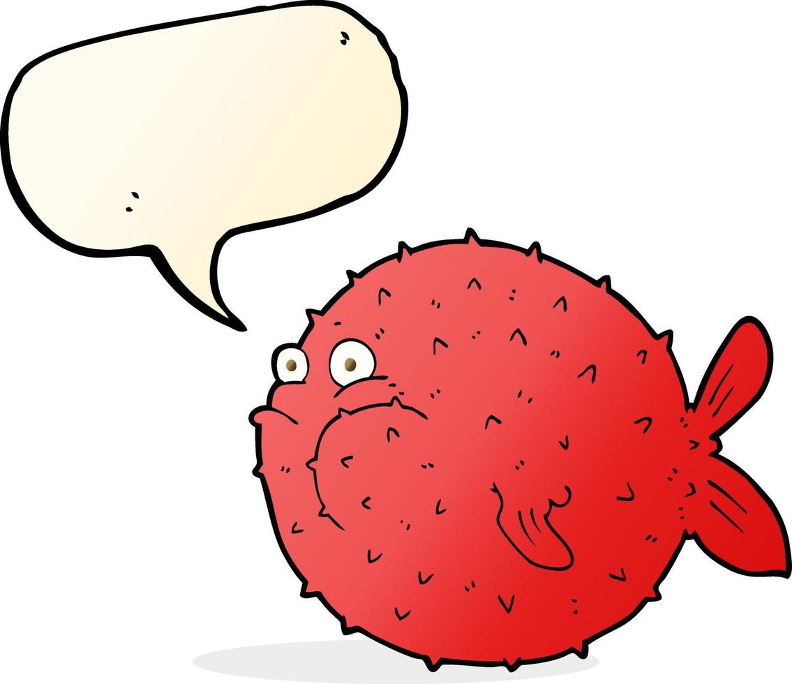 cartoon puffer fish with speech bubble vector