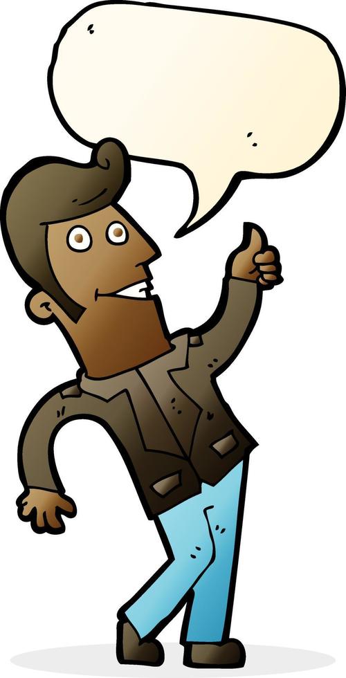 cartoon man giving thumbs up sign with speech bubble vector