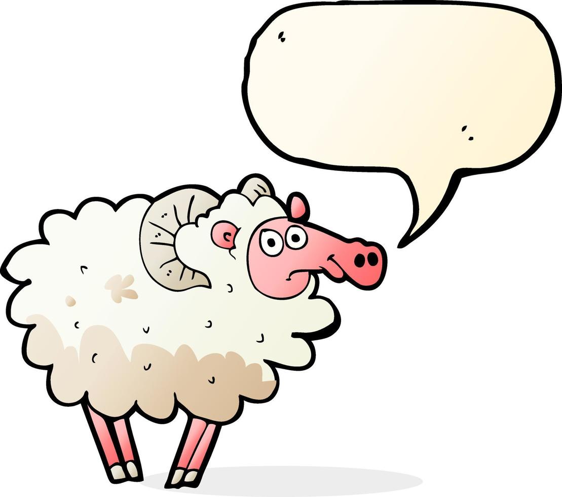 caricatura, sucio, ovejas, con, burbuja del discurso vector