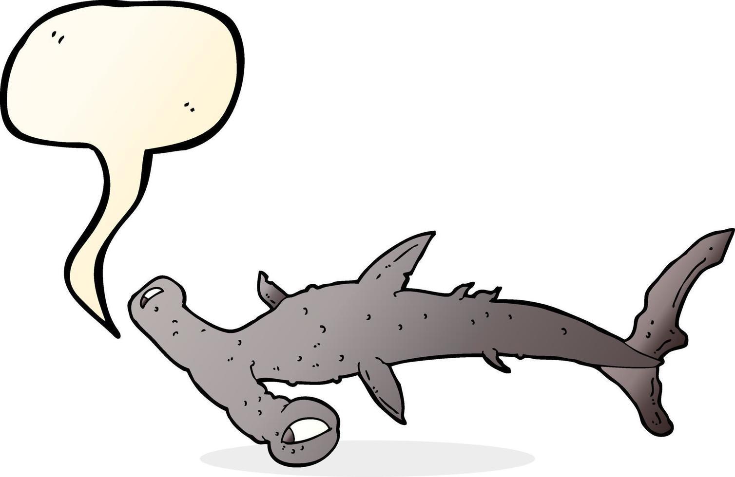 cartoon hammerhead shark with speech bubble vector