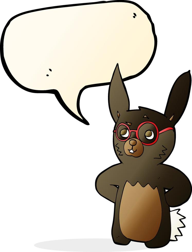 cartoon rabbit wearing spectacles with speech bubble vector