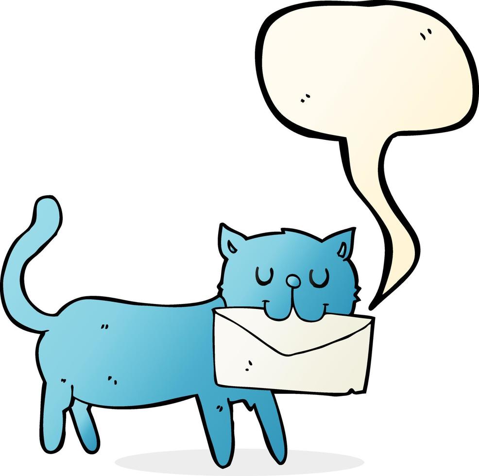 cartoon cat carrying letter with speech bubble vector