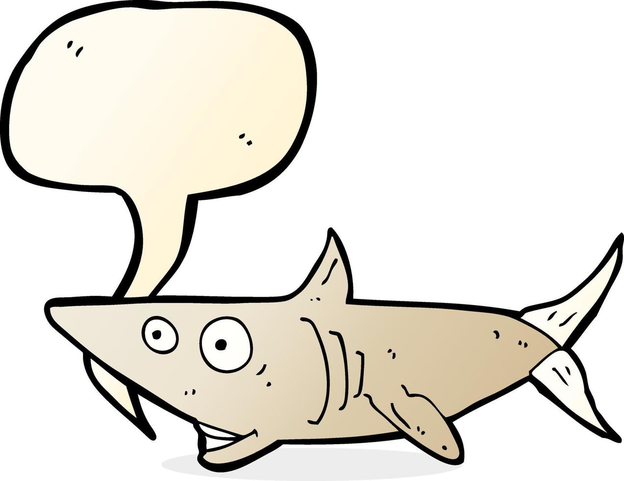 cartoon happy shark with speech bubble vector