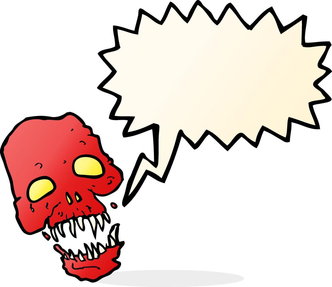 cartoon scary skull with speech bubble vector