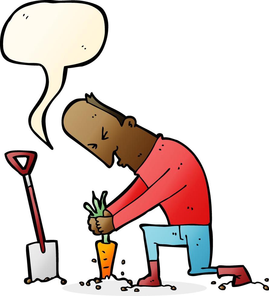 cartoon gardener with speech bubble vector