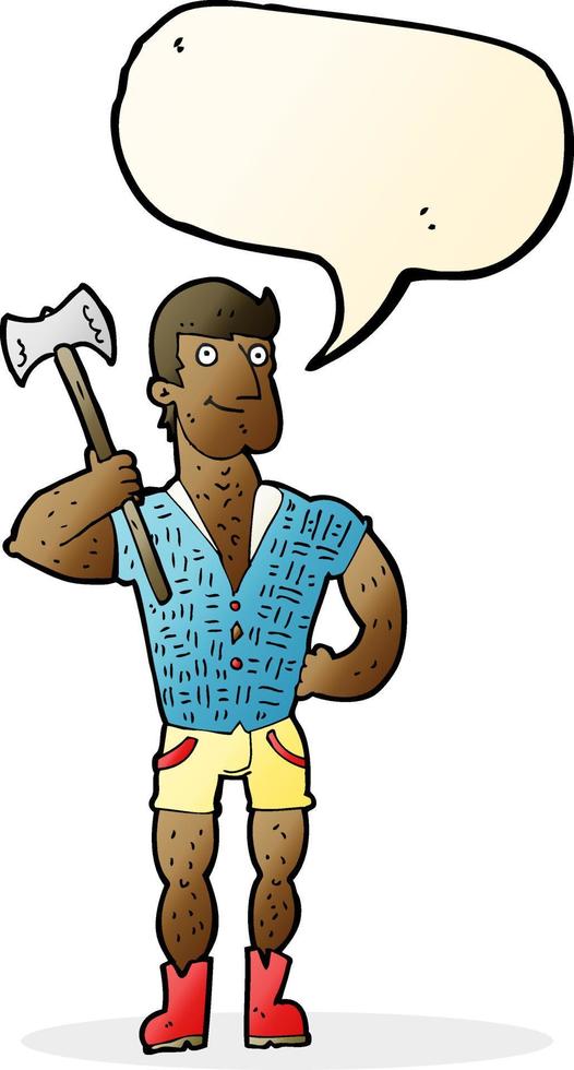 cartoon lumberjack with speech bubble vector