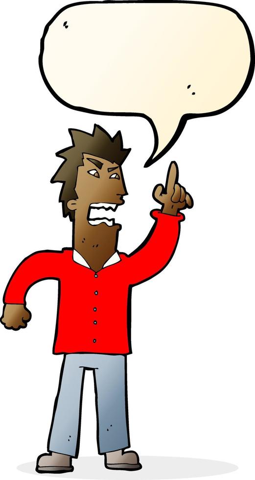 cartoon angry man making point with speech bubble vector