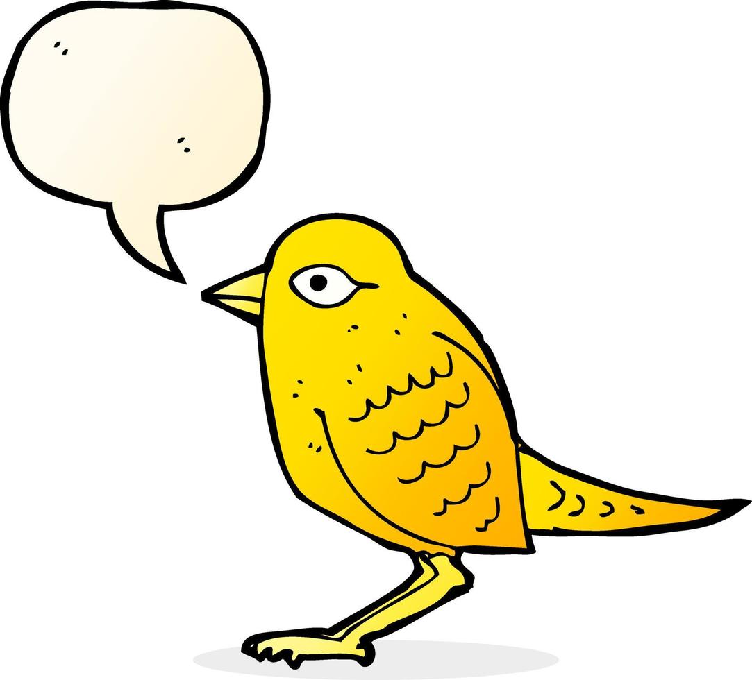 cartoon garden bird with speech bubble vector