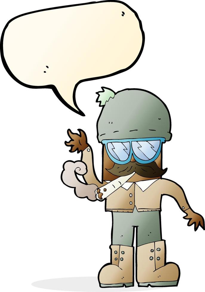 cartoon man smoking pot with speech bubble vector