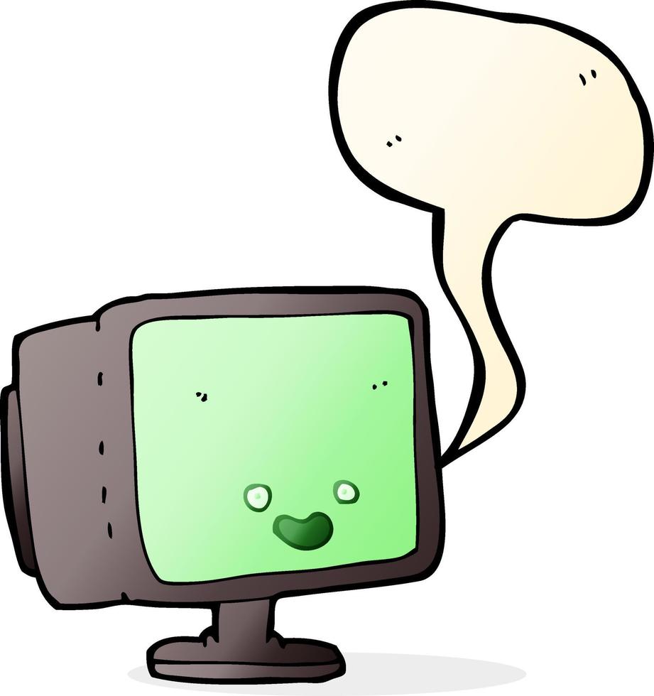 cartoon computer screen with speech bubble vector