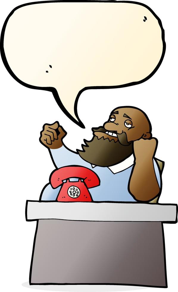 cartoon arrogant boss man with speech bubble vector