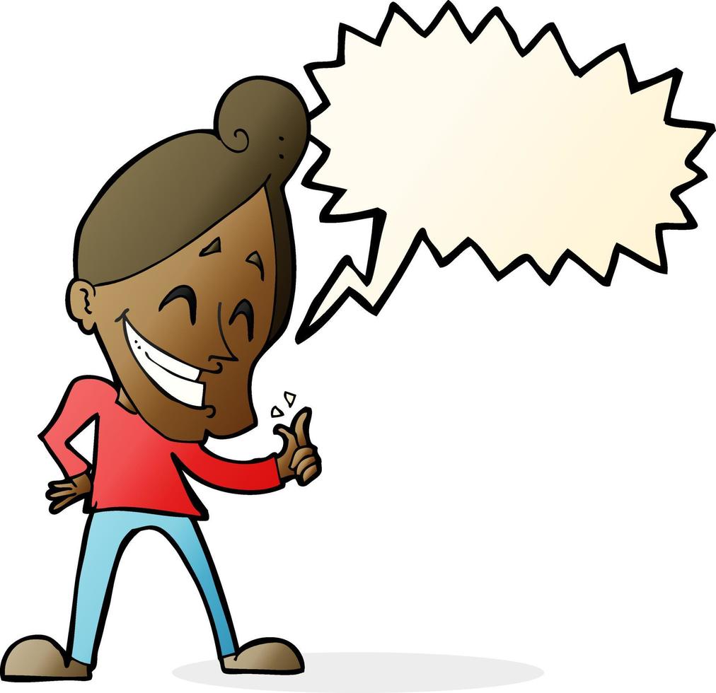 cartoon man snapping fingers with speech bubble vector