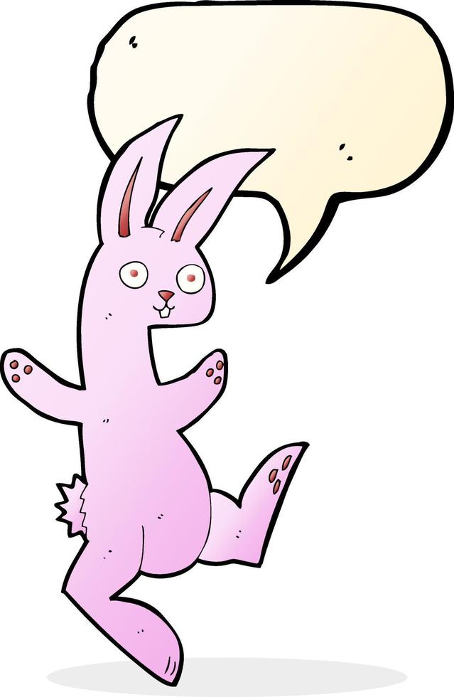 funny cartoon pink rabbit with speech bubble vector