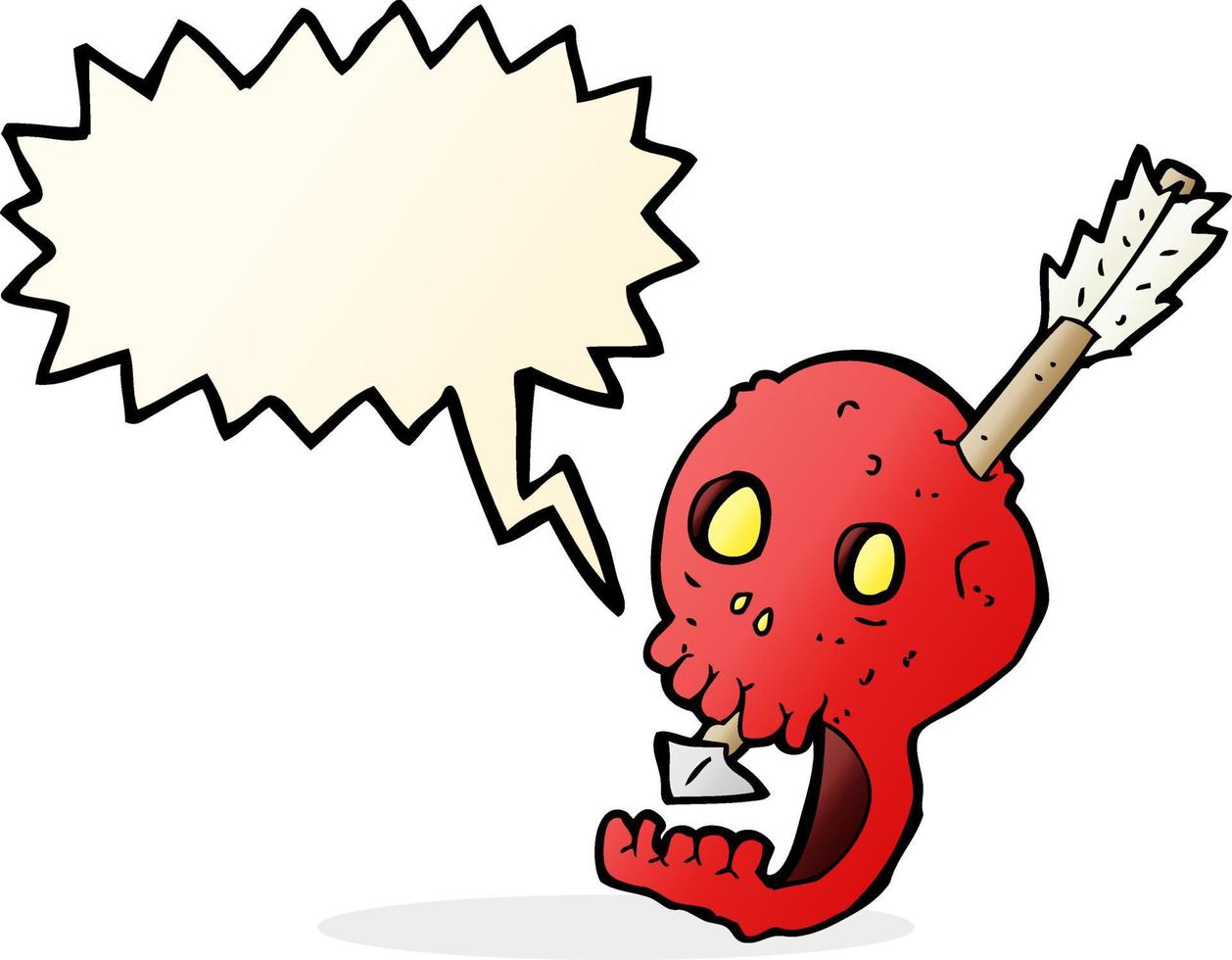 funny cartoon skull and arrow with speech bubble vector