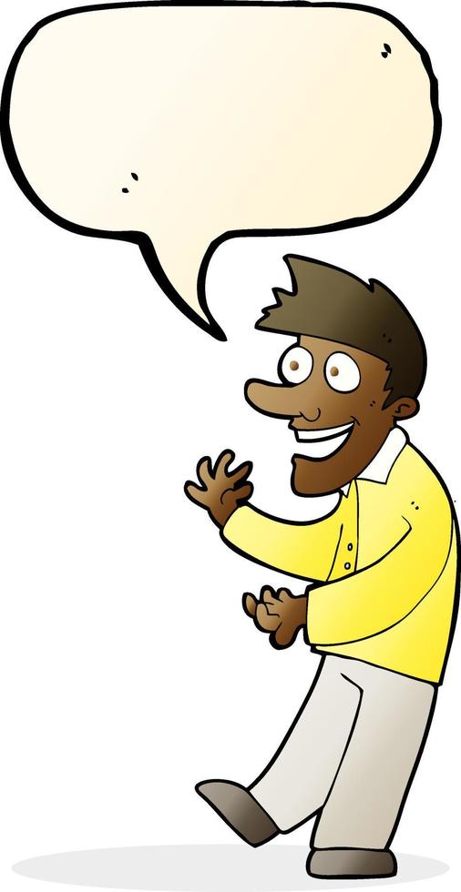 cartoon excited man with speech bubble vector