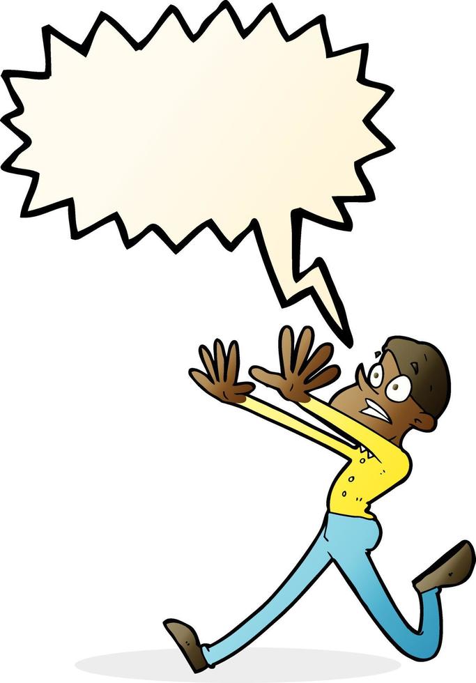 cartoon man running away with speech bubble vector