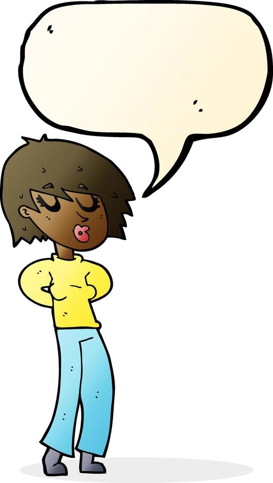 cartoon woman whistling with speech bubble vector