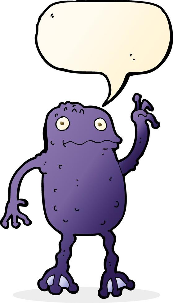 cartoon poisonous frog with speech bubble vector