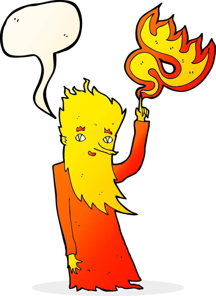cartoon fire spirit with speech bubble vector