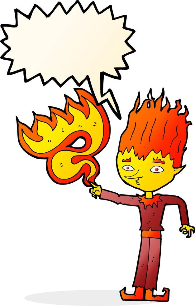 fire spirit cartoon with speech bubble vector