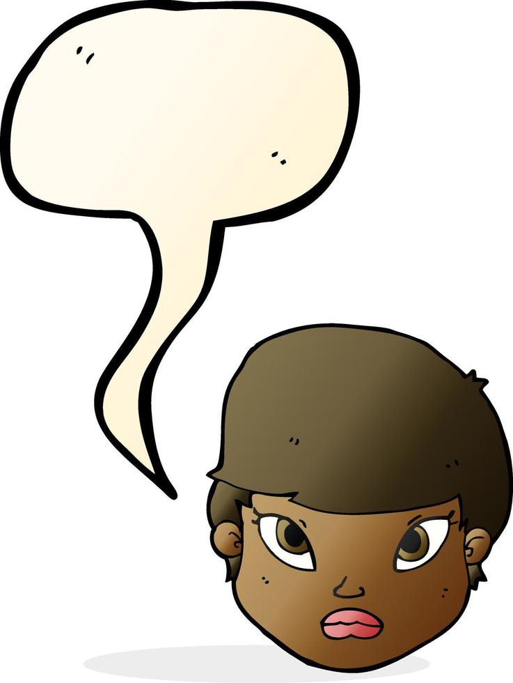 cartoon serious face with speech bubble vector