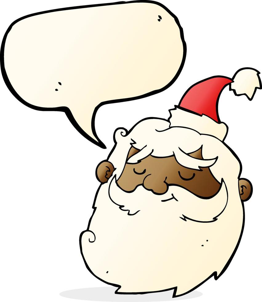 cartoon santa claus face with speech bubble vector