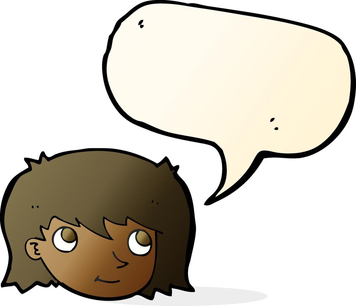 cartoon female face with speech bubble vector