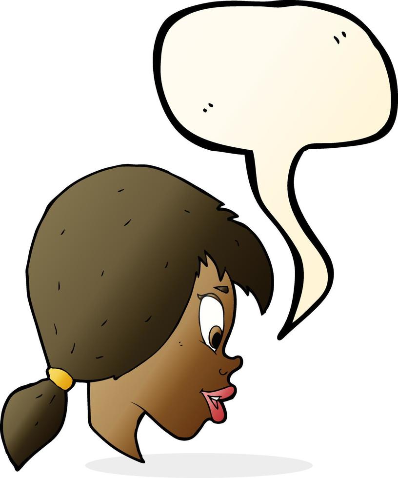 cartoon pretty female face with speech bubble vector