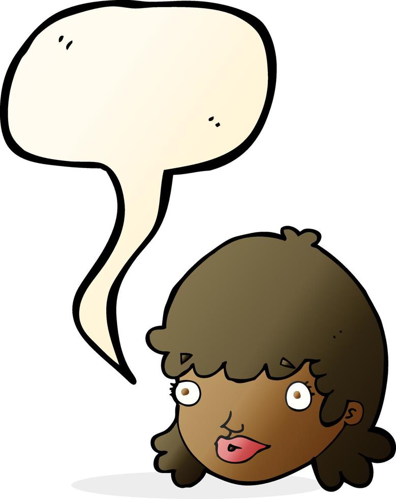 cartoon female face with surprised expression with speech bubble vector