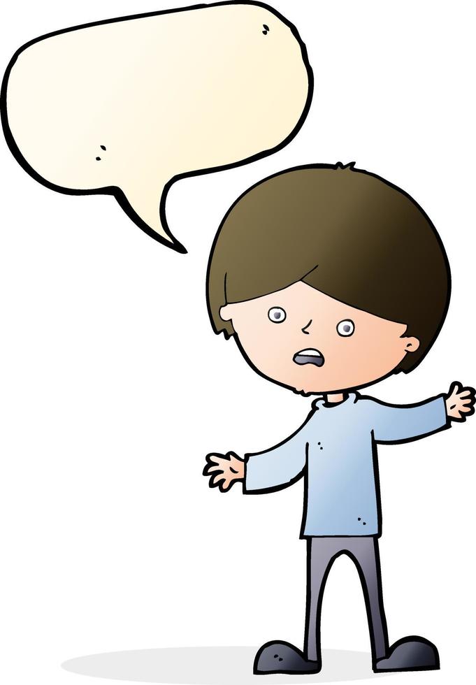 cartoon unhappy boy with speech bubble vector