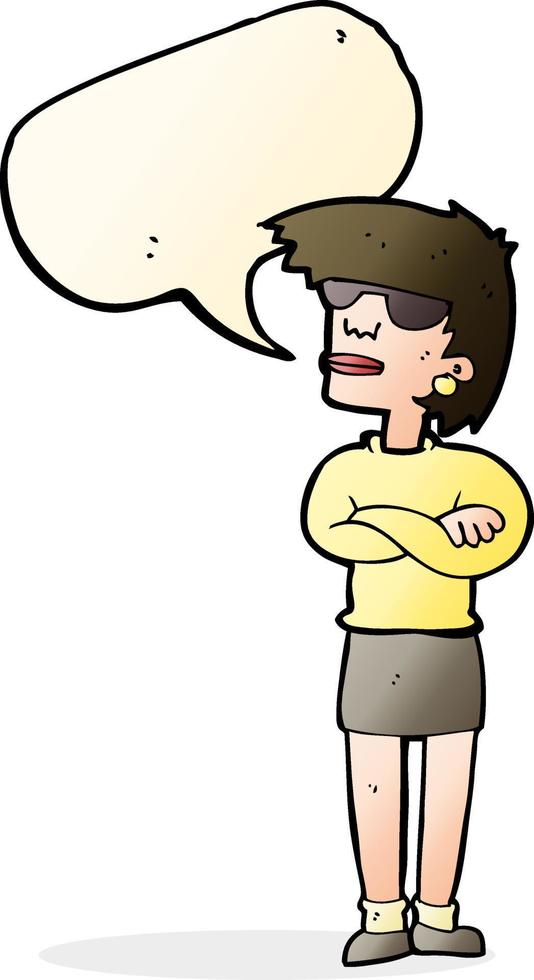 cartoon annoyed woman with speech bubble vector