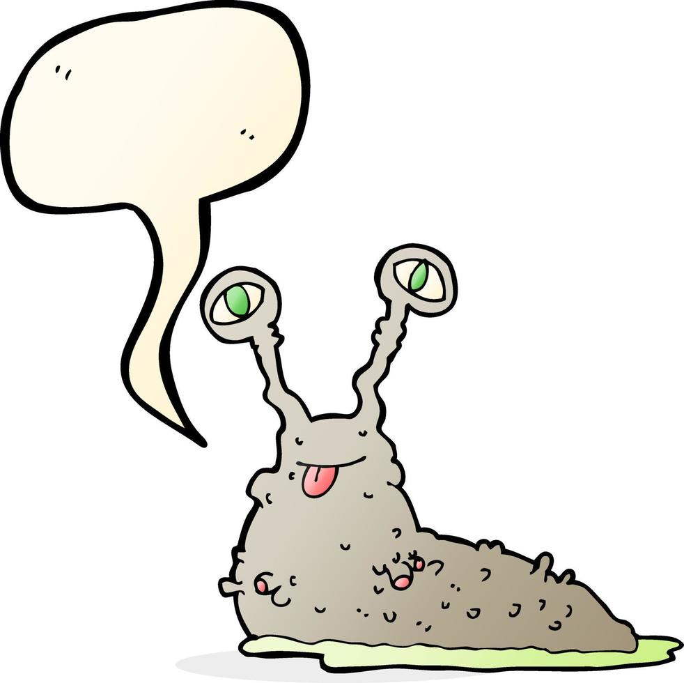 cartoon gross slug with speech bubble vector